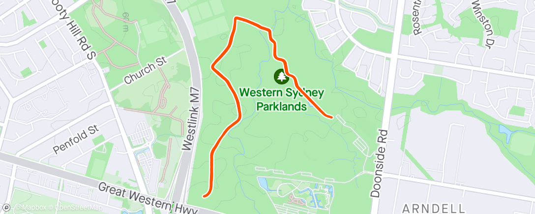 Map of the activity, Parkrun Rooty Hill.
