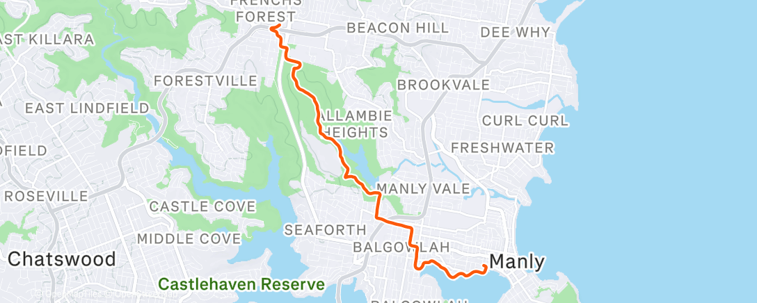 Map of the activity, Afternoon Run