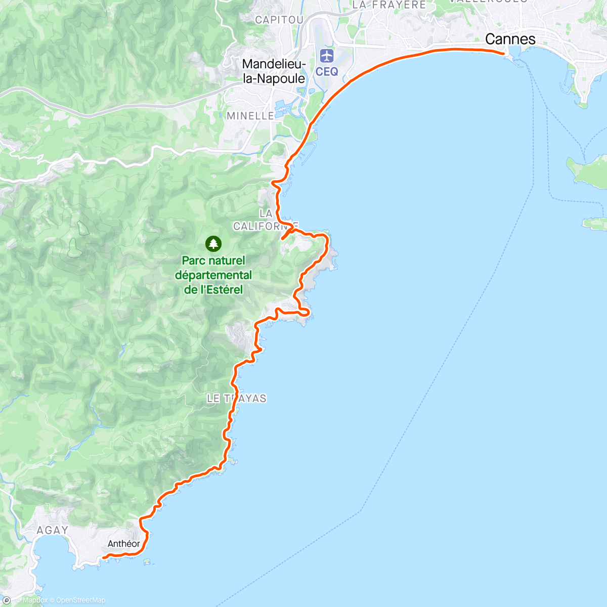 Map of the activity, Kinomap - Cannes - Agay