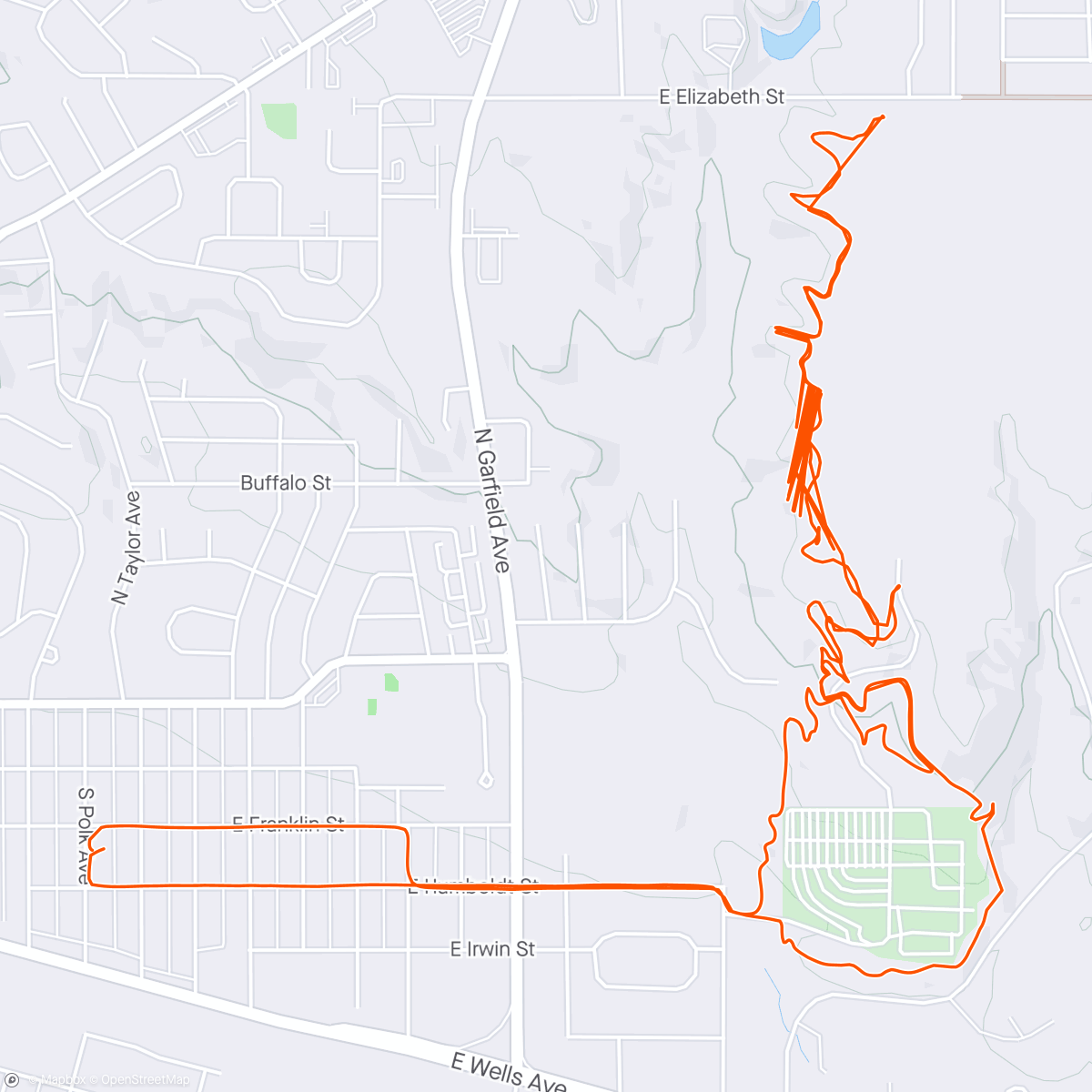 Map of the activity, East side trail