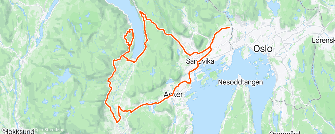 Mapa da atividade, En Bærumsrunde utvidet med vestsiden av Lierdalen og Røinebakken☀️🚴🏼