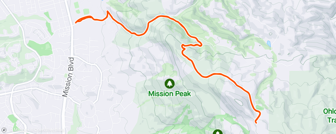 Map of the activity, Mission peak on a beautiful spring day