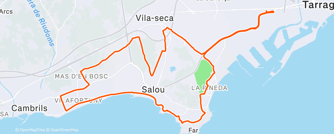 Map of the activity, Bicicleta por la tarde