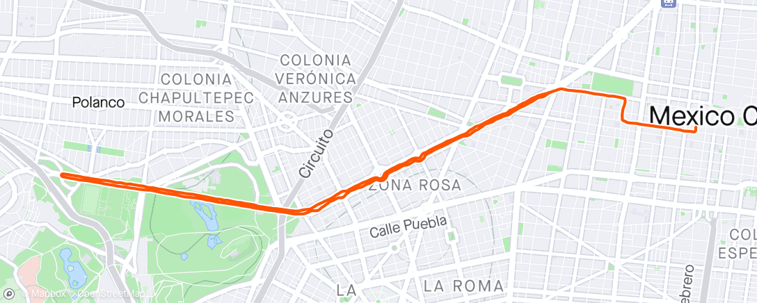 Map of the activity, Mexico marathon/velomarathon