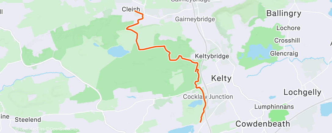 Map of the activity, Afternoon Run