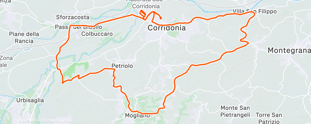 Map of the activity, Pedalata mattutina