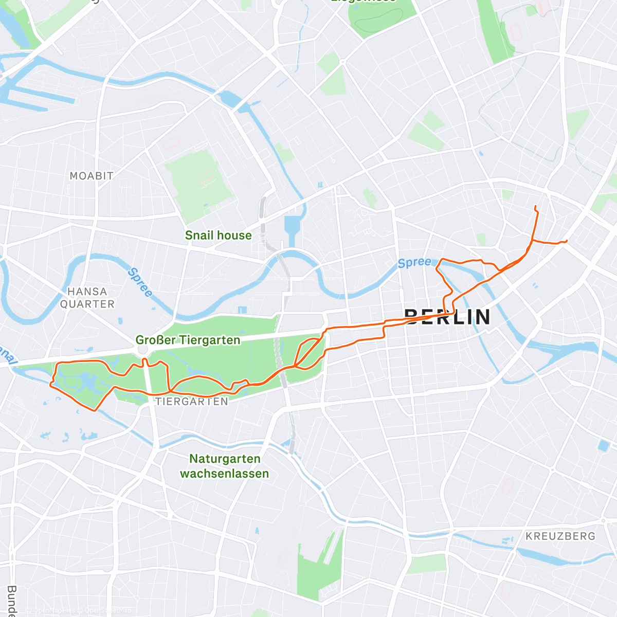 Map of the activity, Afternoon Run