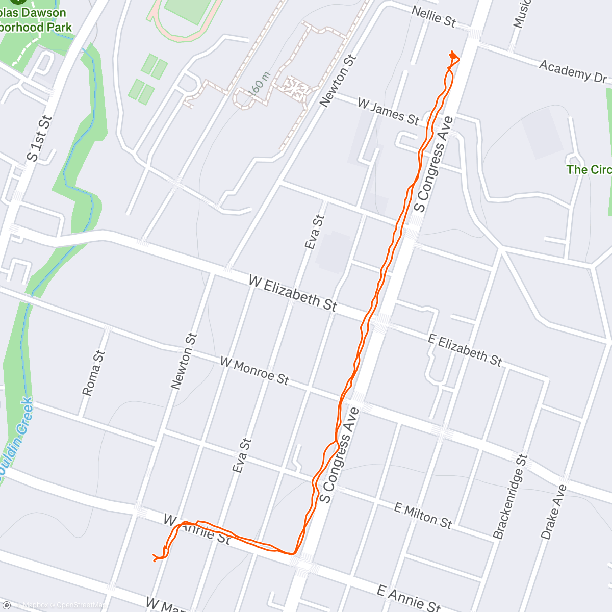 Map of the activity, Jeni’s run