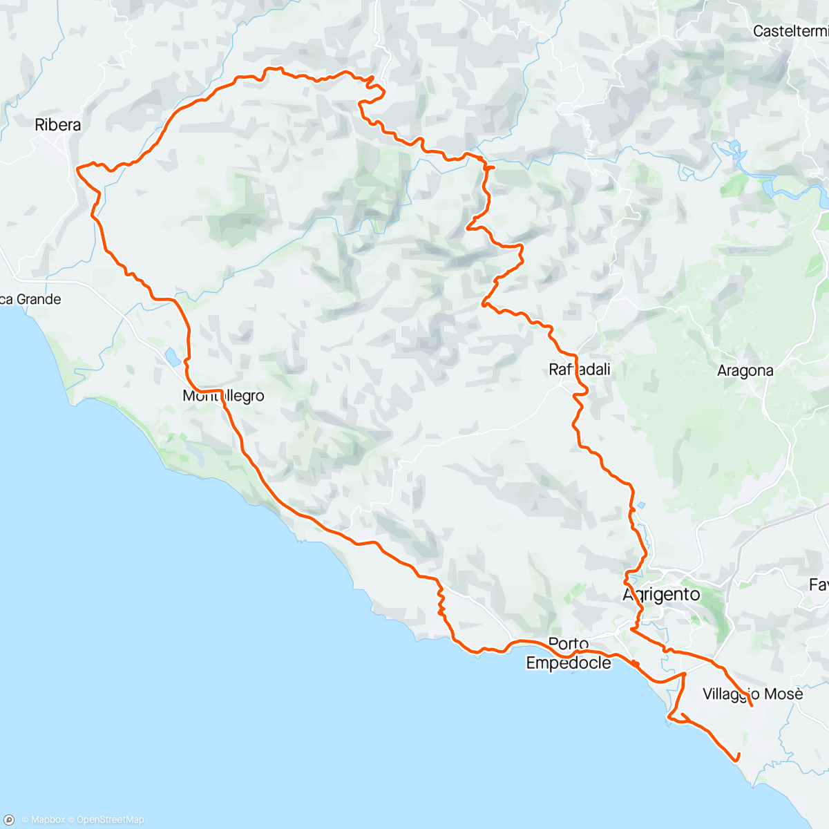 Karte der Aktivität „V.Mosé Raffadali Cianciana Ribera Montallegro San Leone”