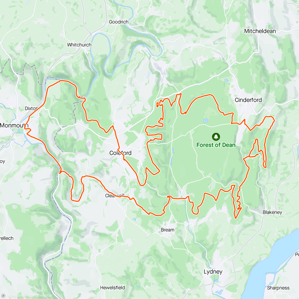 Map of the activity, Forest of Dean gravel ride