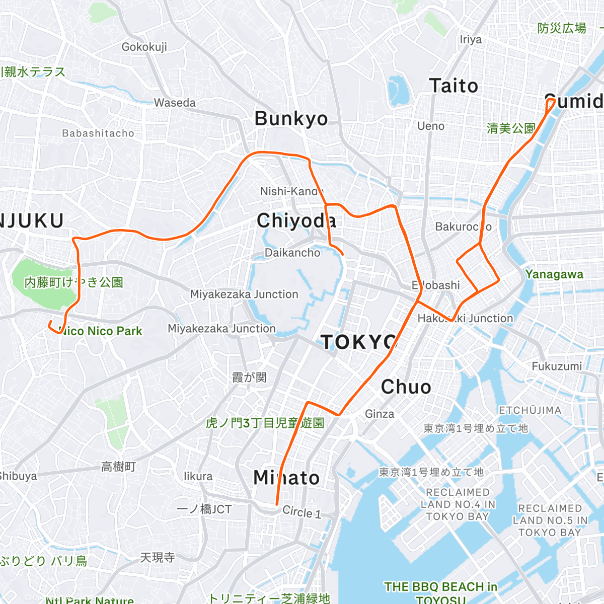 Map of the activity, ROUVY - Tokyo - 42 km | Japan