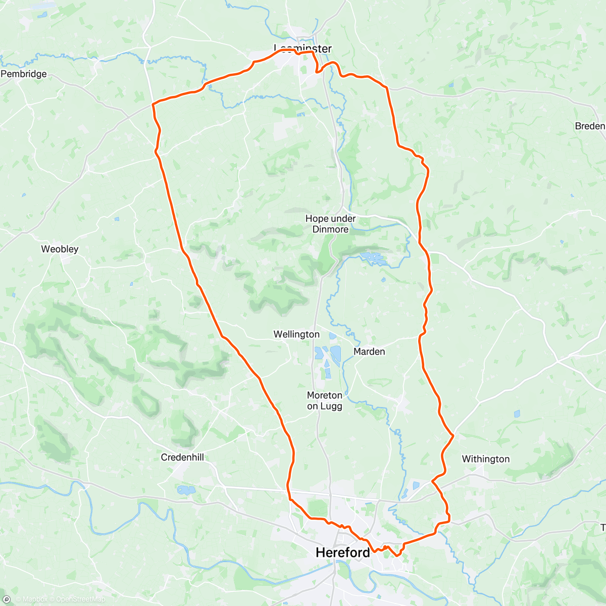 Map of the activity, Lunch Ride