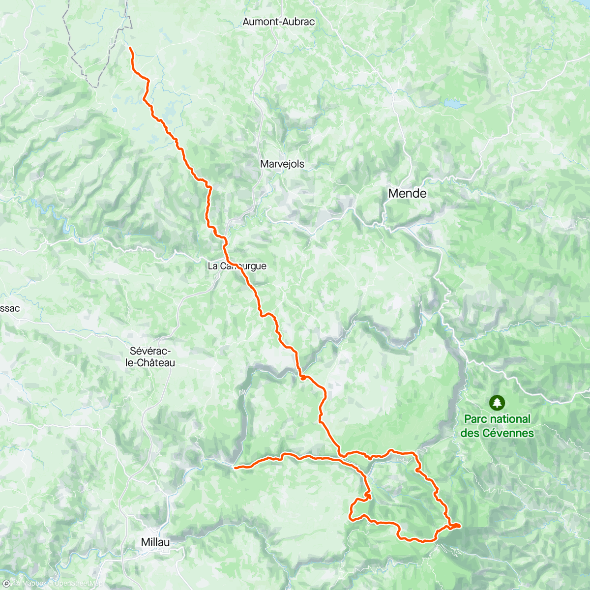 Map of the activity, Etappe 3: Monte Aigoual, Gorges le Gard et l'Aubrac