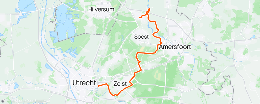 Mapa de la actividad (Uitpijlen deel vd  route Giro d'Utrecht)