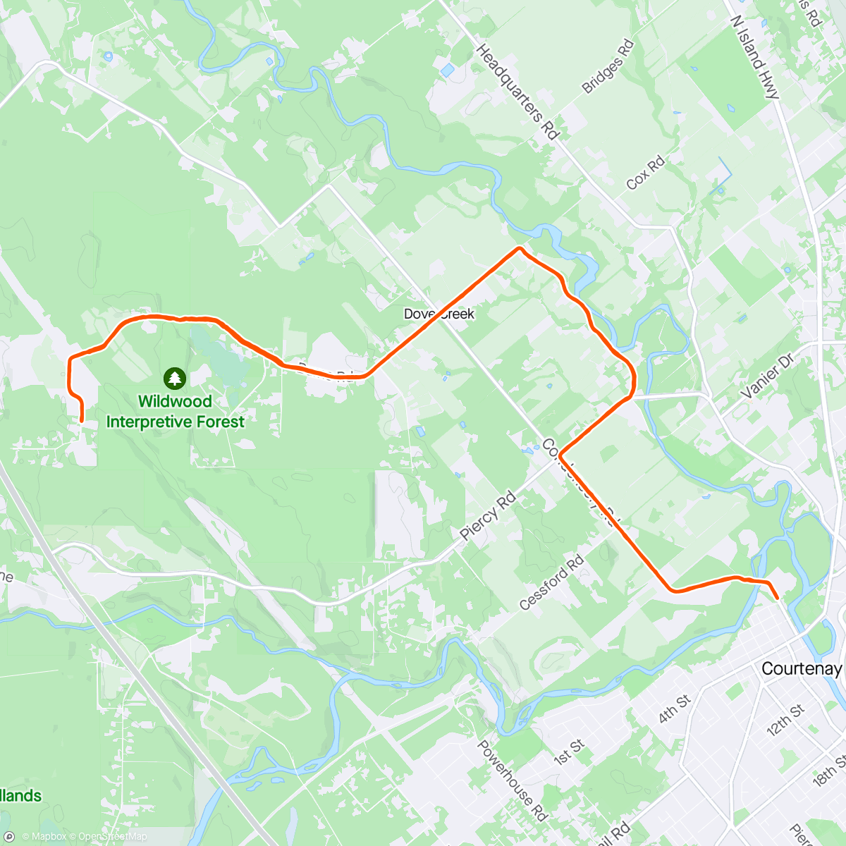 Map of the activity, Comox Valley Half Marathon 2:01:35