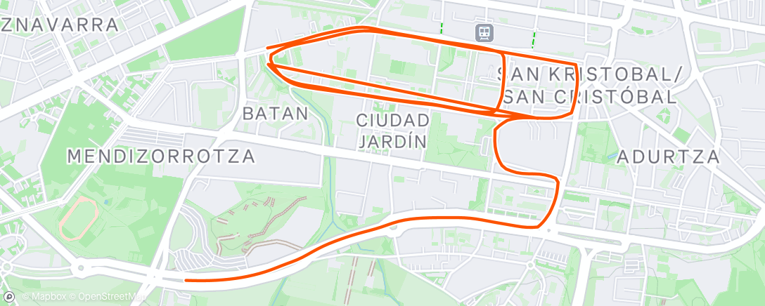 Map of the activity, Carrera de noche