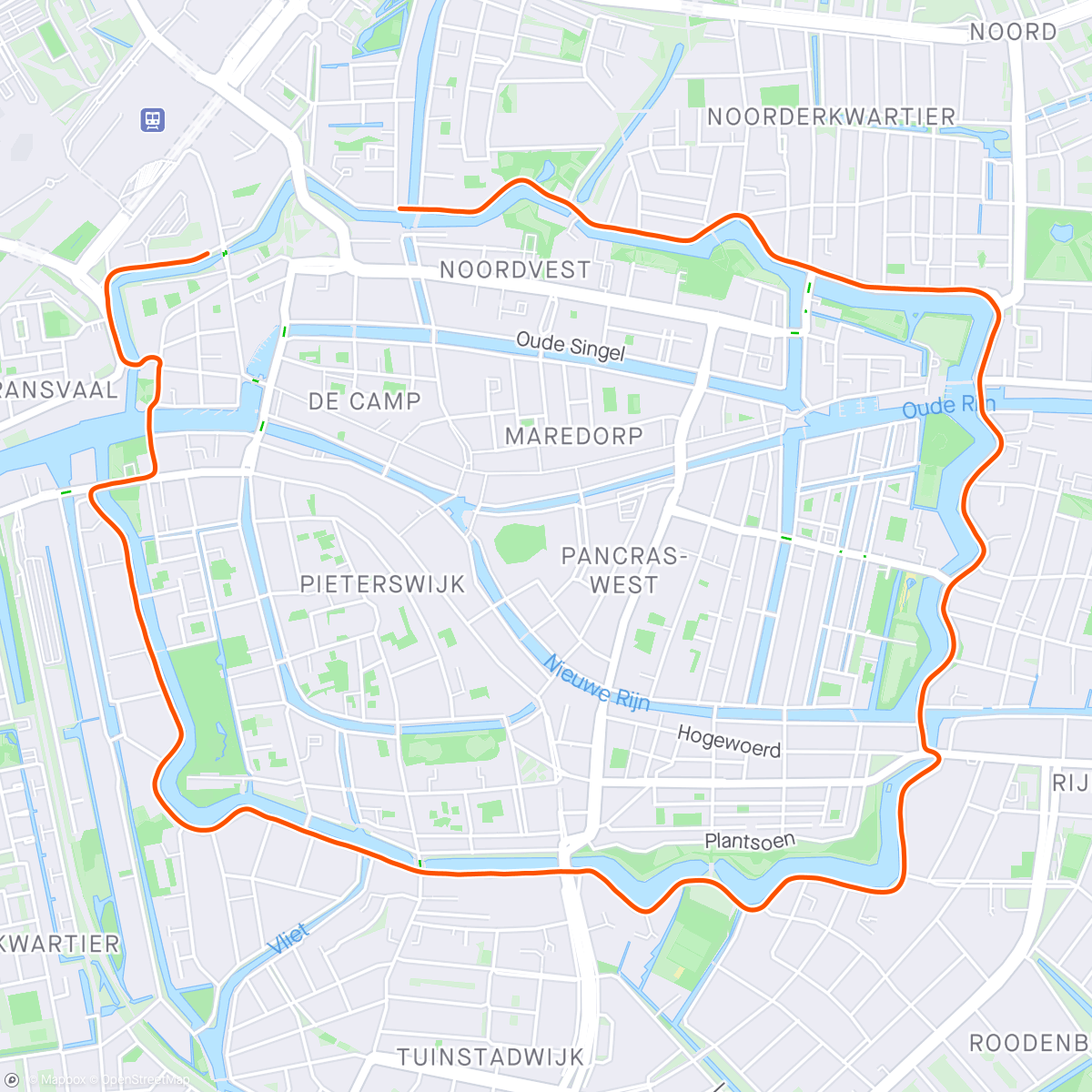 Map of the activity, Singelloop Leiden 2024