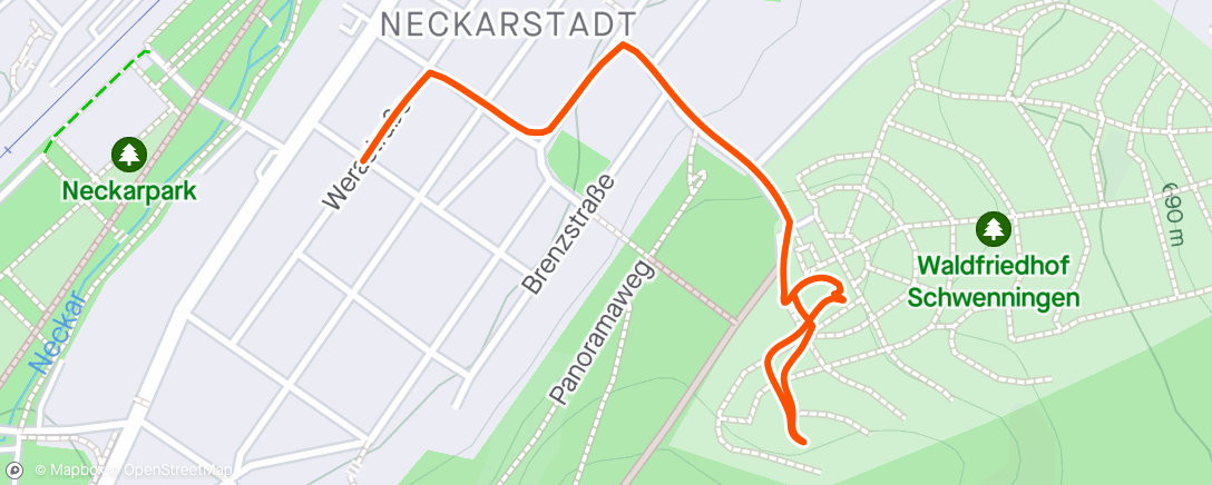 Karte der Aktivität „Zwischen Neckarstadt und Waldfriedhof Schwenningen”