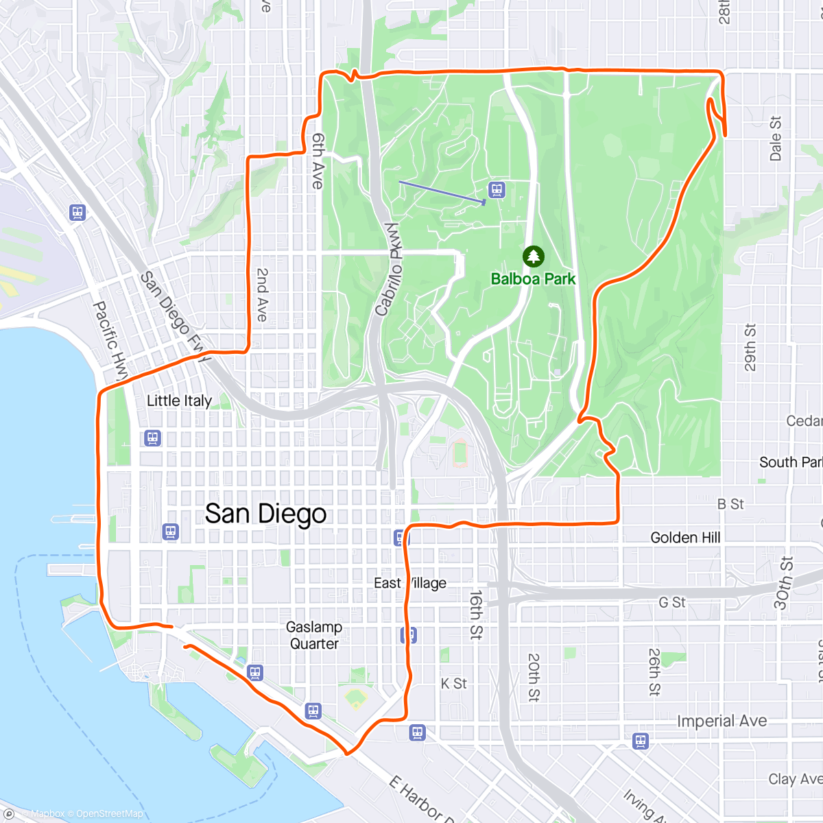 Map of the activity, San Diego tour
