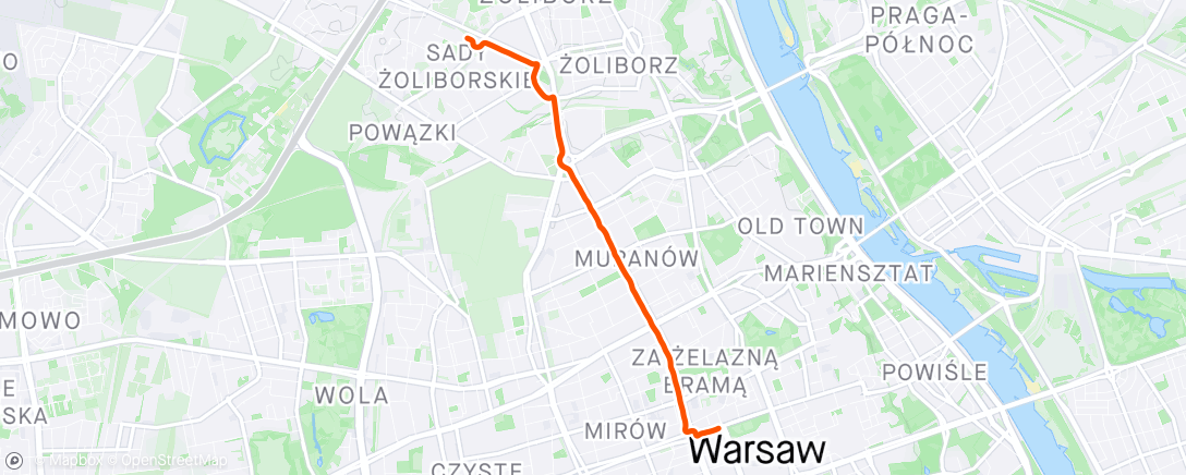 Map of the activity, Evening Ride