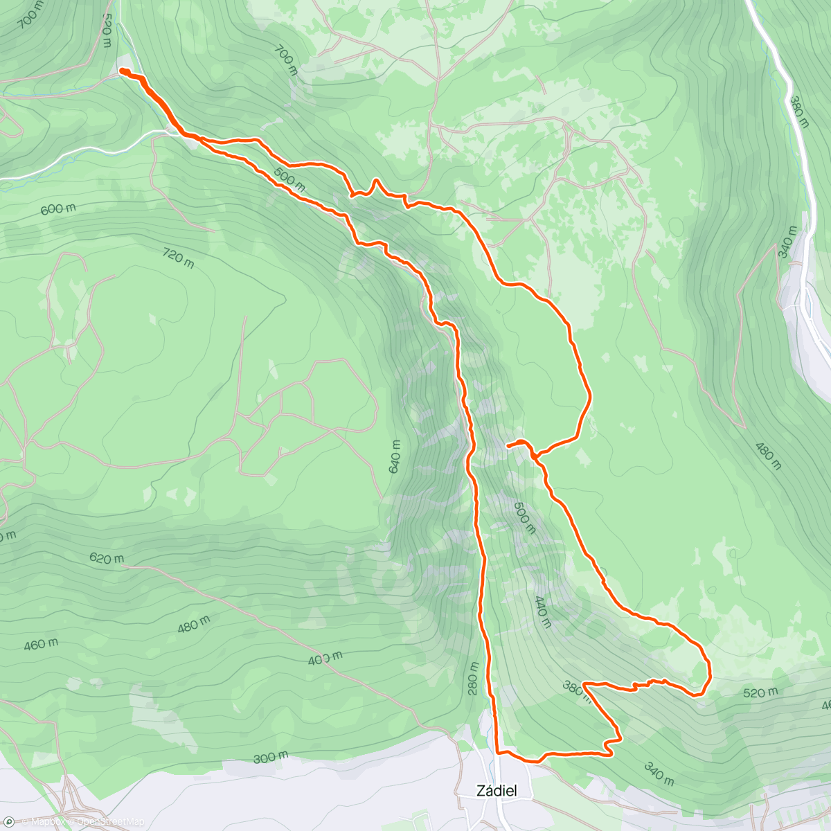 Mapa da atividade, Zádielska dolina