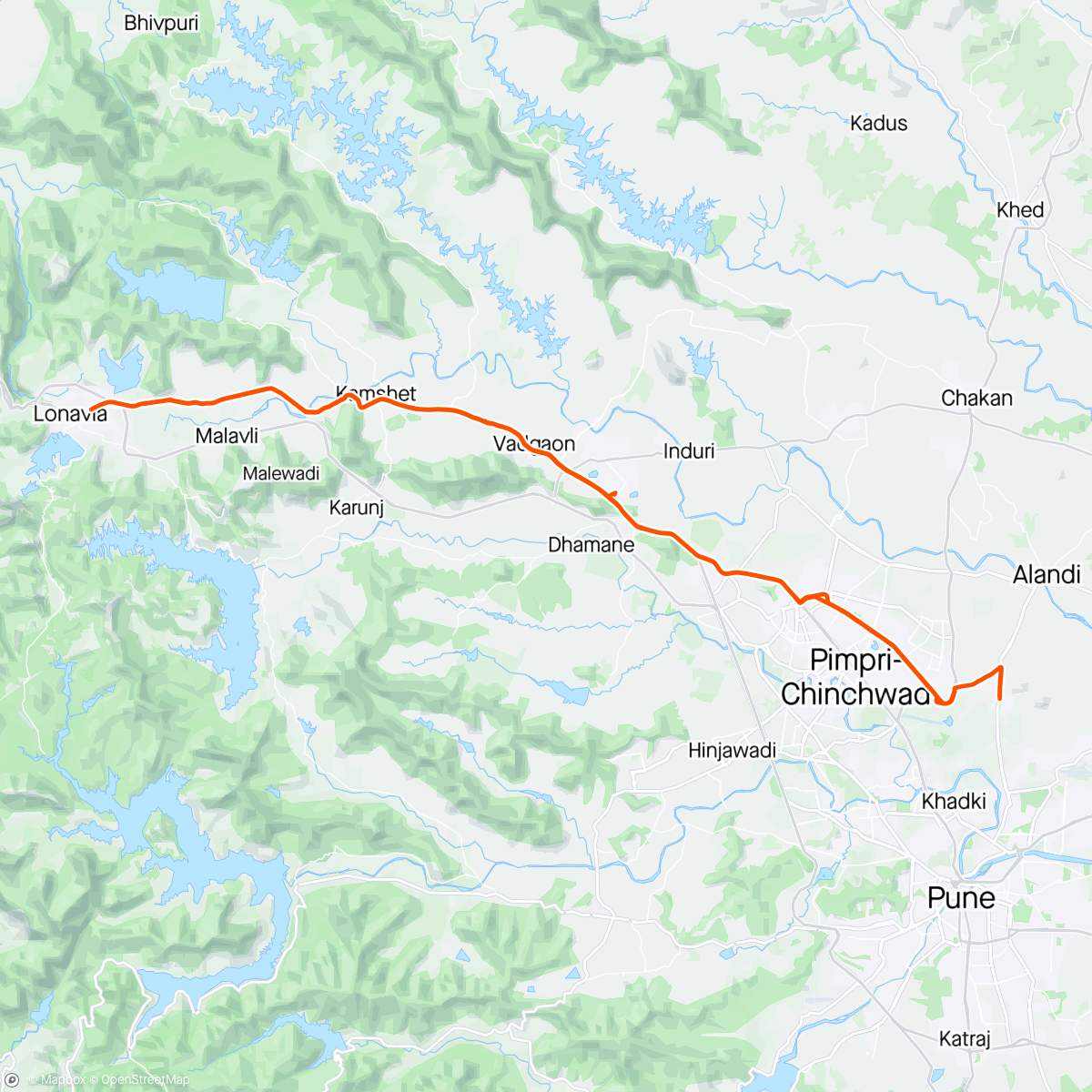 Map of the activity, Lonavala Ride
