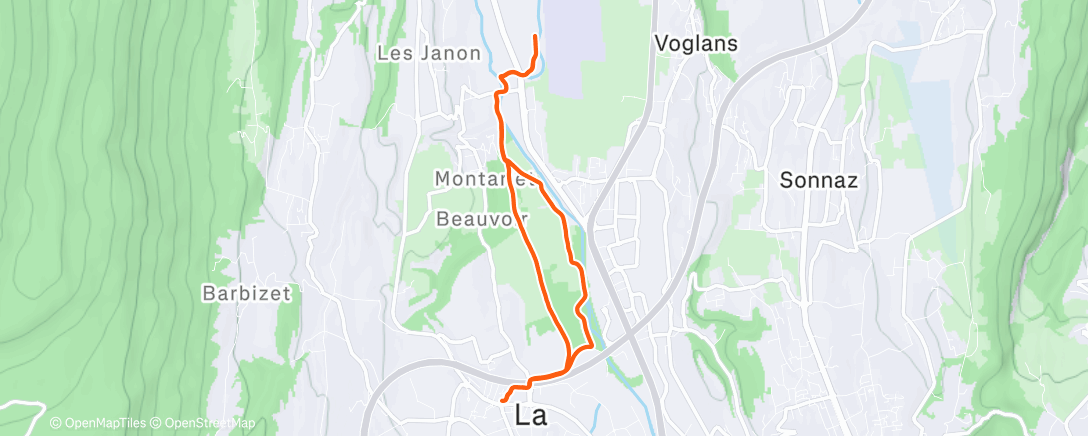 Map of the activity, Course à pied le matin