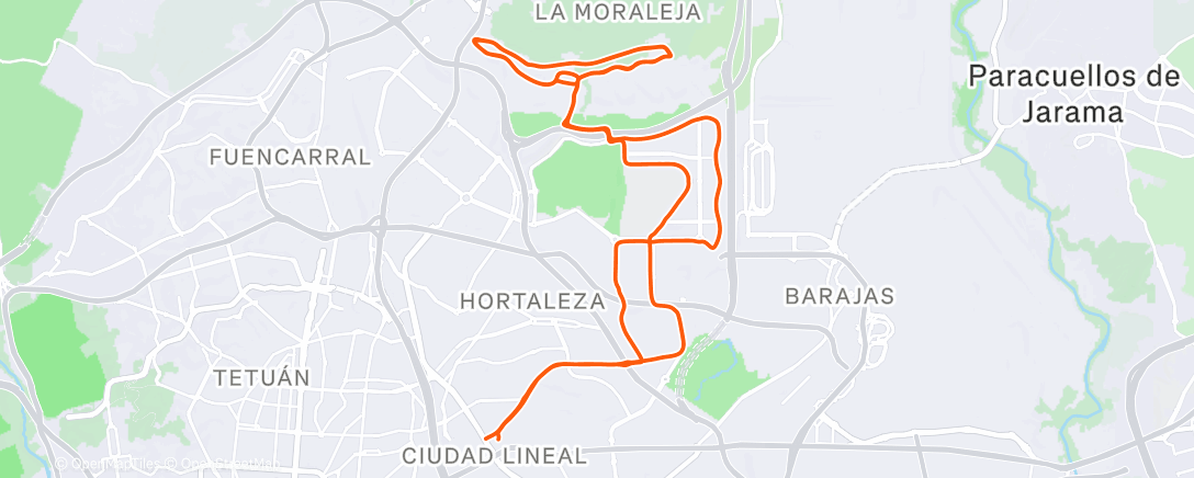 Map of the activity, Bicicleta al anochecer