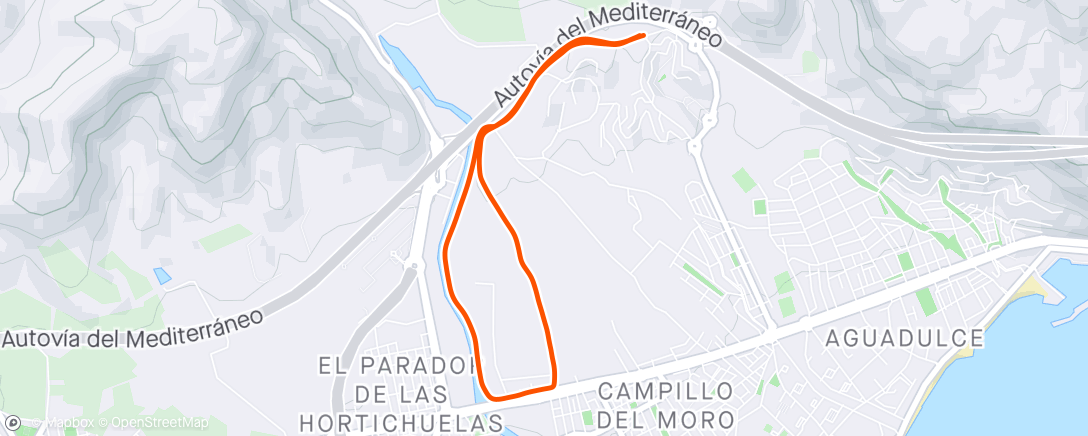 Map of the activity, Carrera apretando en las cuestas