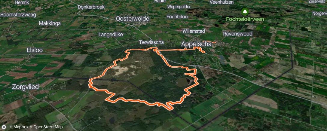 Map of the activity, Ochtendrit op mountainbike Wsvo training en nog een rondje toeren…