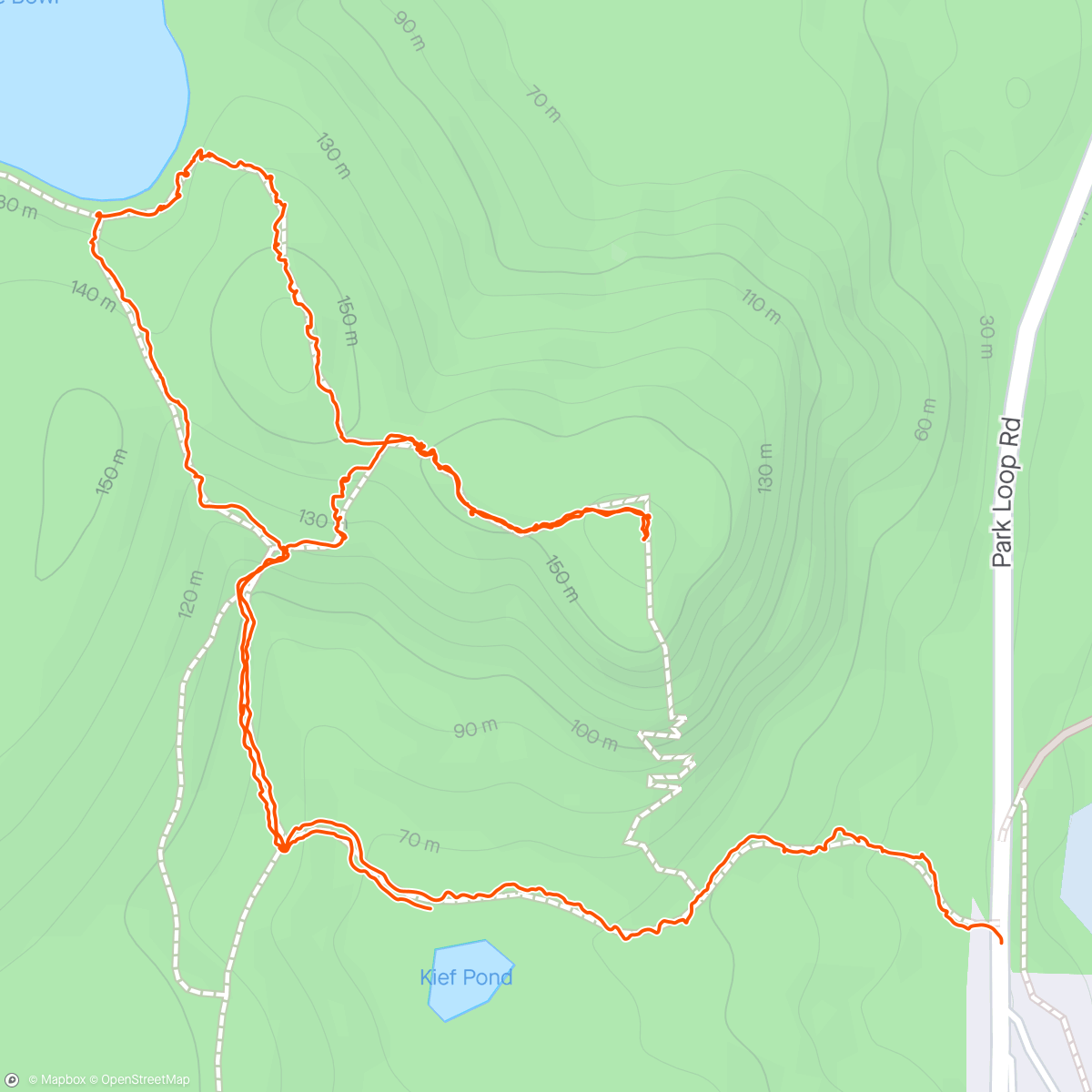 Map of the activity, Beehive Summit via bowl
Trail.