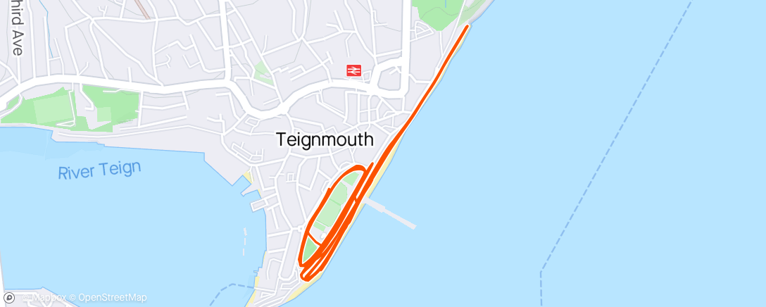 活动地图，Teignmouth Promenade parkrun - P28 - 20:38 (unofficial)