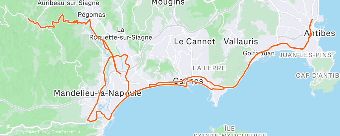 Map of the activity, Vélo du midi