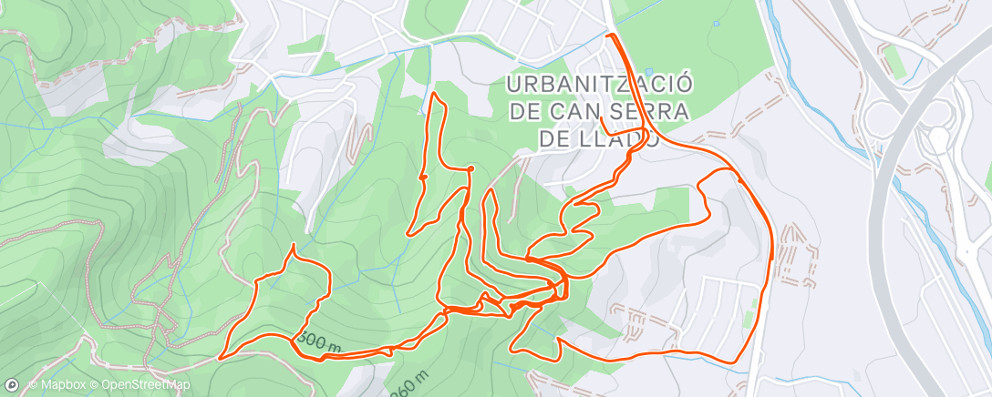 Map of the activity, Bicicleta de montaña eléctrica por la tarde