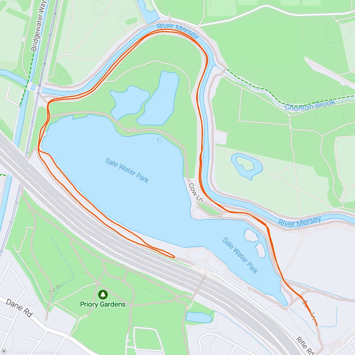 Map of the activity, 50th run at Sale Water Parkrun