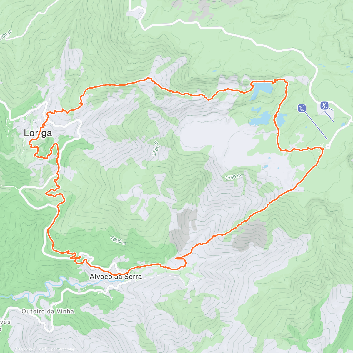 Map of the activity, Loriga - Long