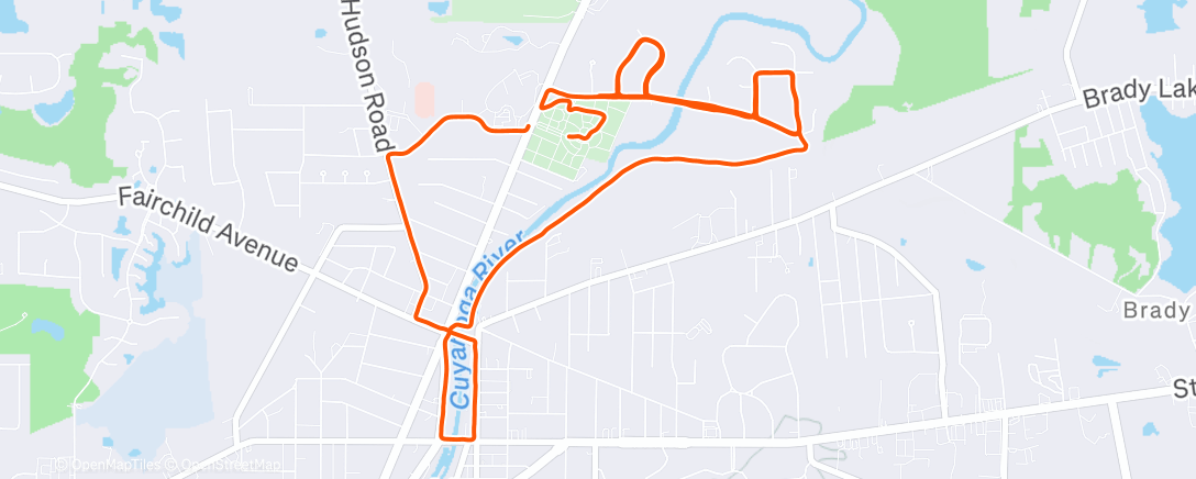 Map of the activity, 4x2 miles @ a fast pace 🧱