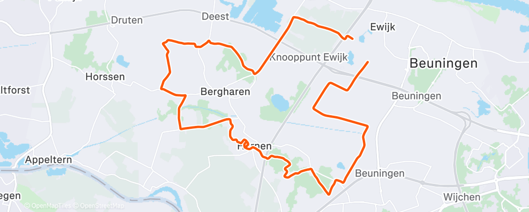 Map of the activity, Middagrit op gravelbike