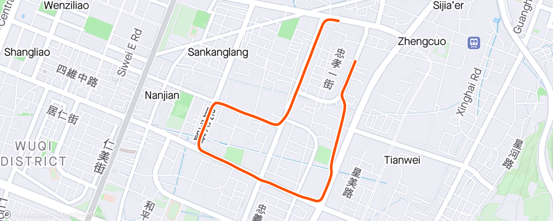 Map of the activity, 傍晚跑步