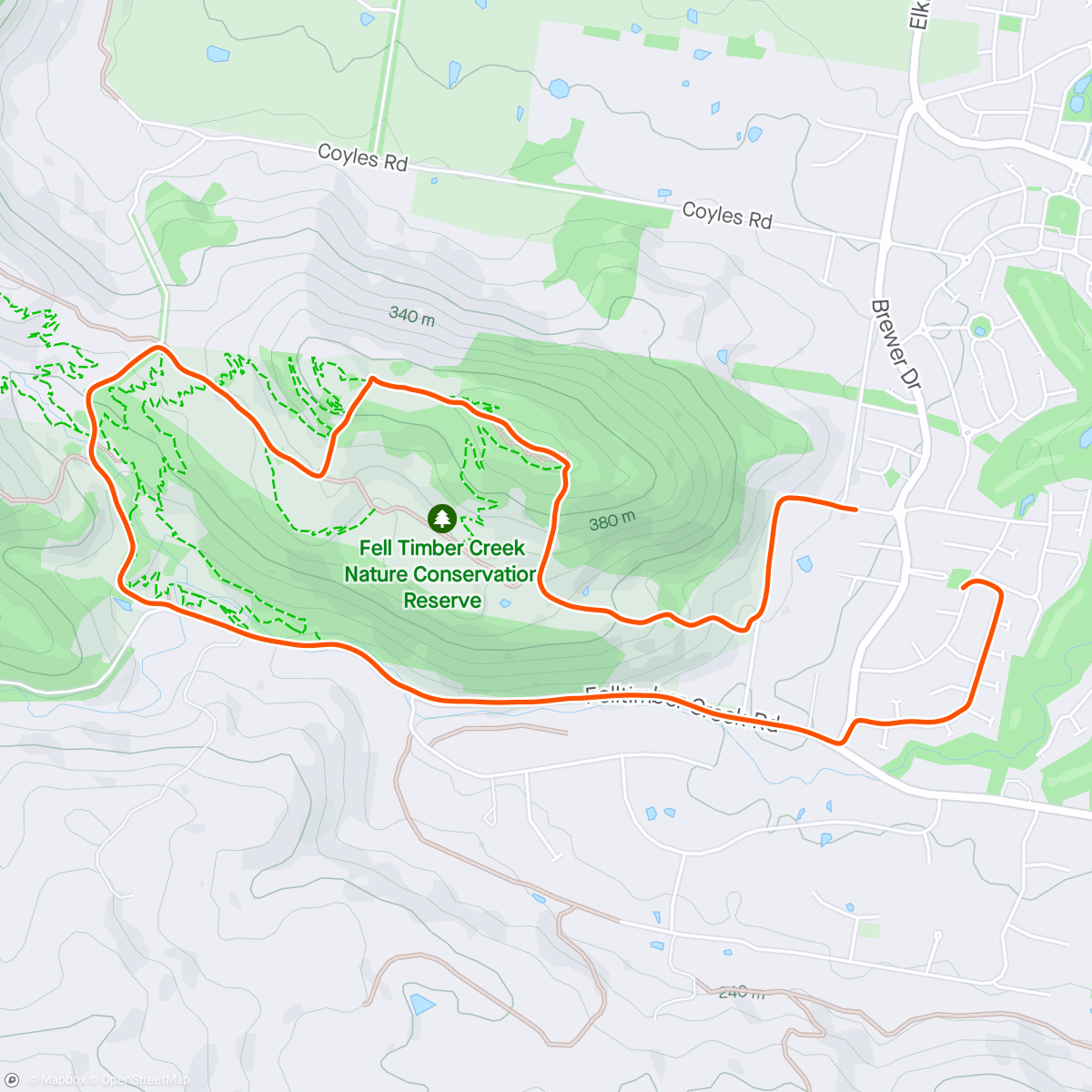 Map of the activity, Hike 50 of 2024. Quite nice temp this morning. Pity I couldn't keep going, have to get ready for work. 😥