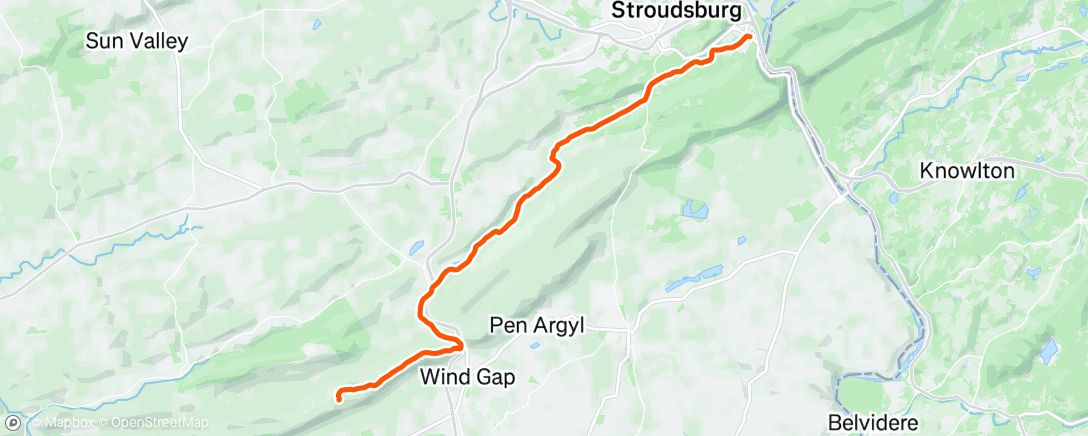 Map of the activity, Kirk Ridge to Delaware Water Gap