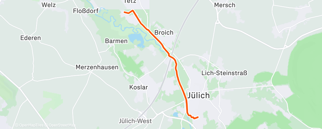 Map of the activity, Dauerlauf gesteigert