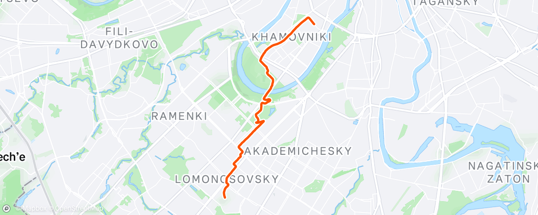Map of the activity, Evening Run