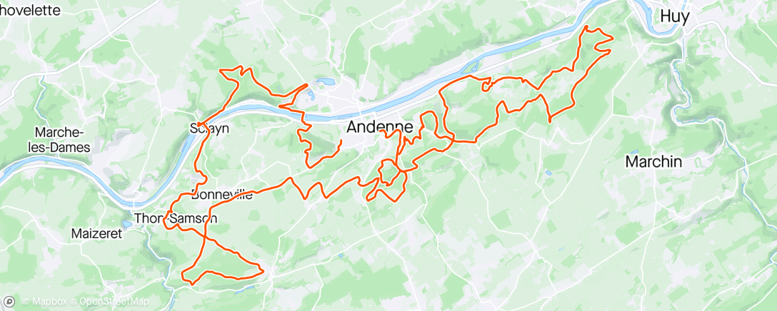 Map of the activity, Marathon Andenne 🥈