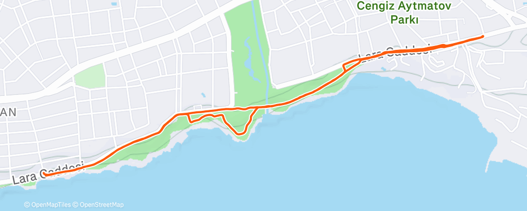 Map of the activity, Monday Afternoon Run