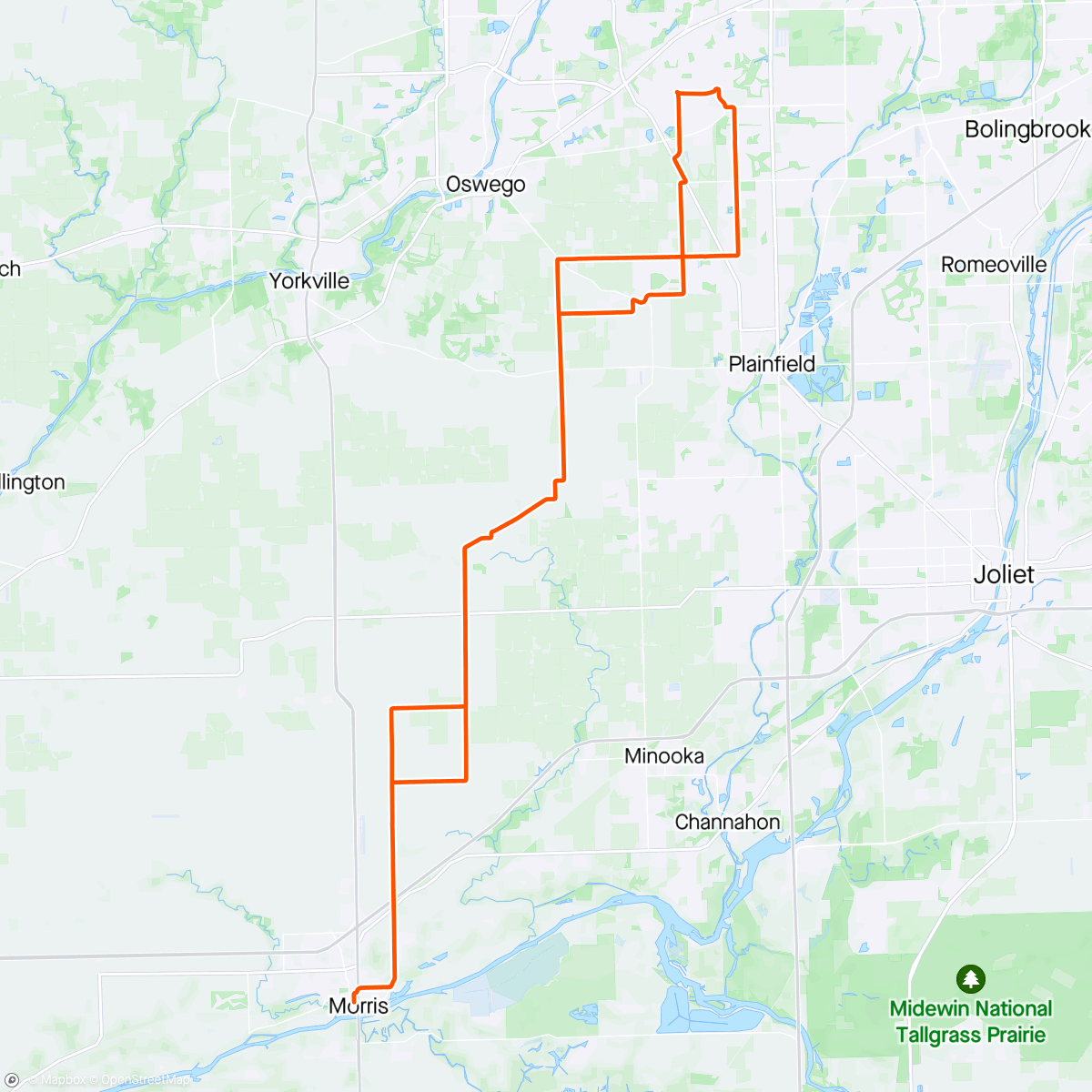 Map of the activity, Morning Bummer Ride