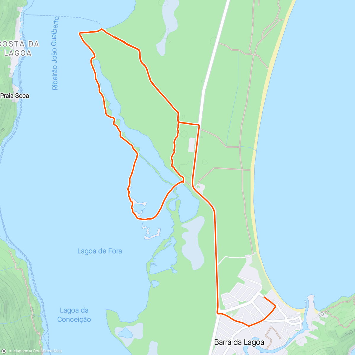 Map of the activity, III - Hidrotrilha - Trilha Aquática - Lagoa da Conceição - Parque Estadual do Rio Vermelho - Florianópolis/SC