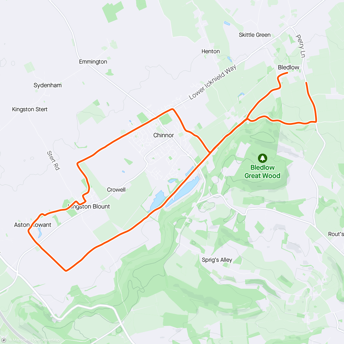 Map of the activity, Gravel along the Ridgeway