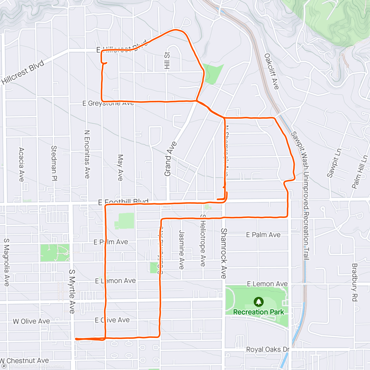 Map of the activity, Snail’s Pace steady run Hug-a-series