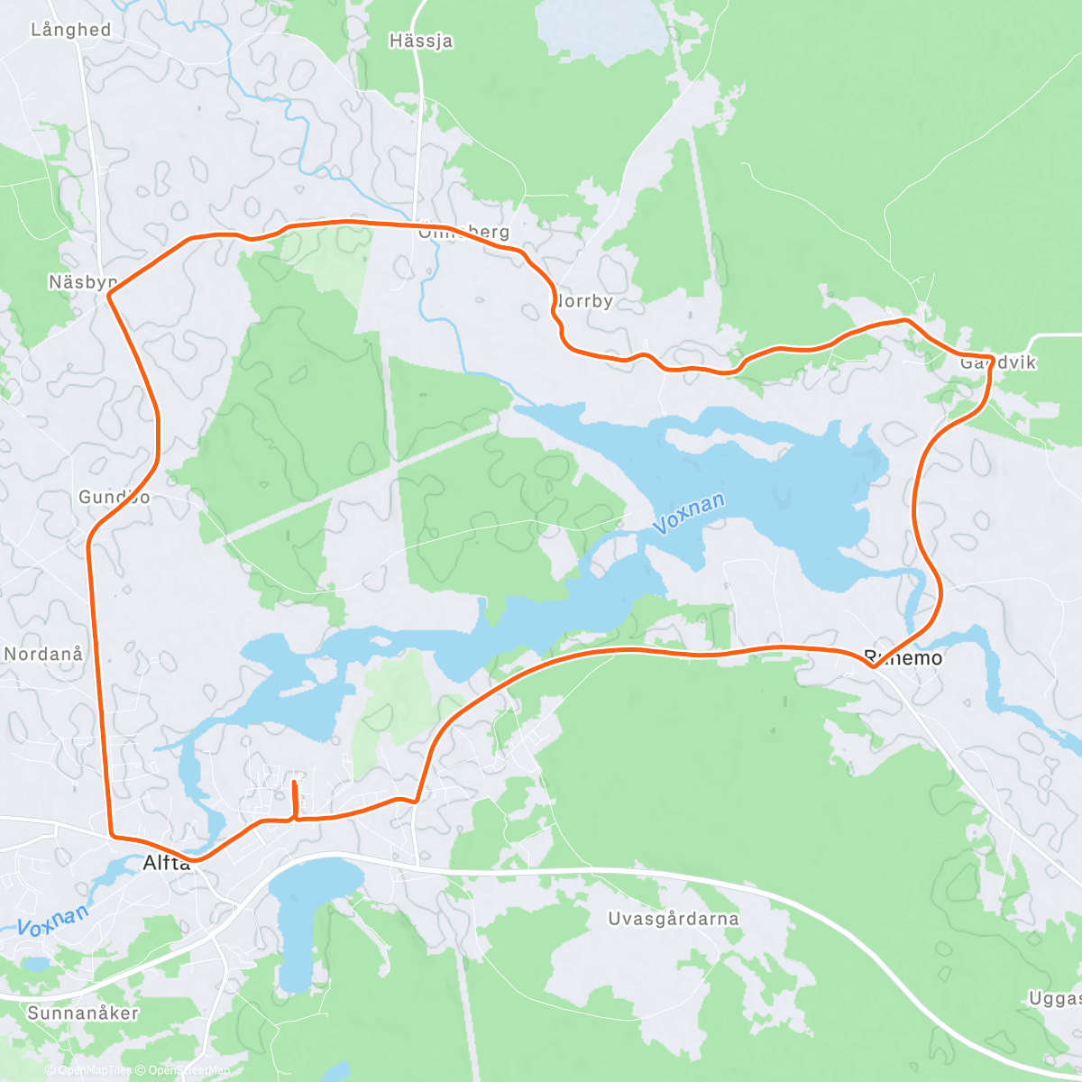 Map of the activity, Norrsjön runt